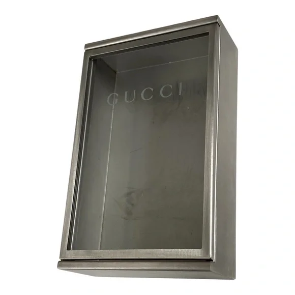 Gucci Made in Italy stainless steel retail counter display merchandise case